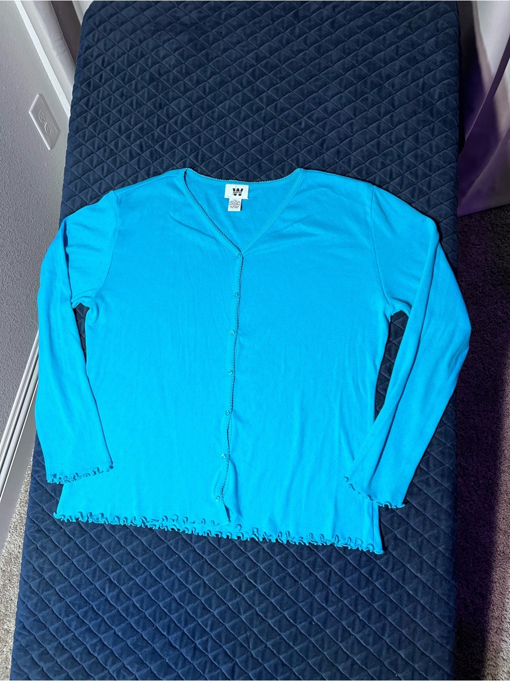 Light Blue V-Neck Button Cardigan - Junction West - Long Sleeve - 60% Cotton